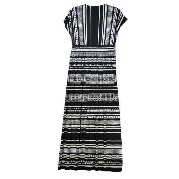 Chicos Maxi Dress Womens Size 1 Small Black White Faux Wrap Stretch Slinky - Picture 6 of 6